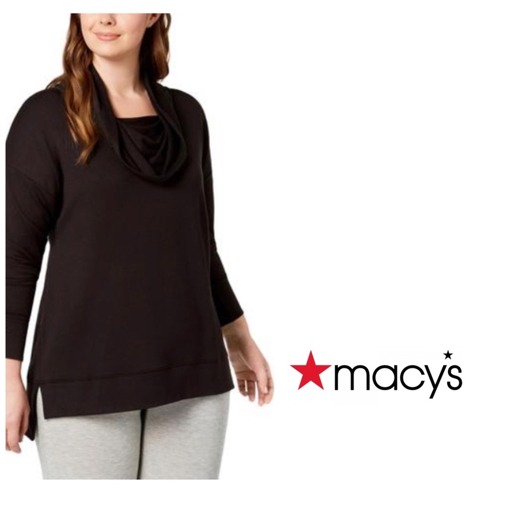 NWT Macy’s Ideology Black Cowl Neck Top